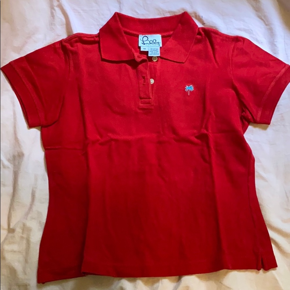 Lily Pulitzer red collared shirt size medium